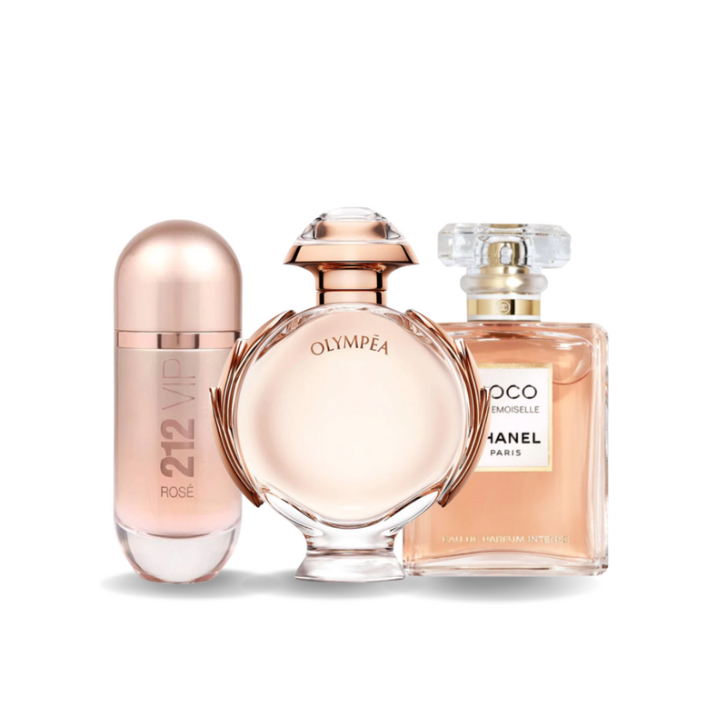 3 darabos promóciós csomag: 212 VIP ROSÉ, OLYMPÉA és COCO MADEMOISELLE 100 ml.