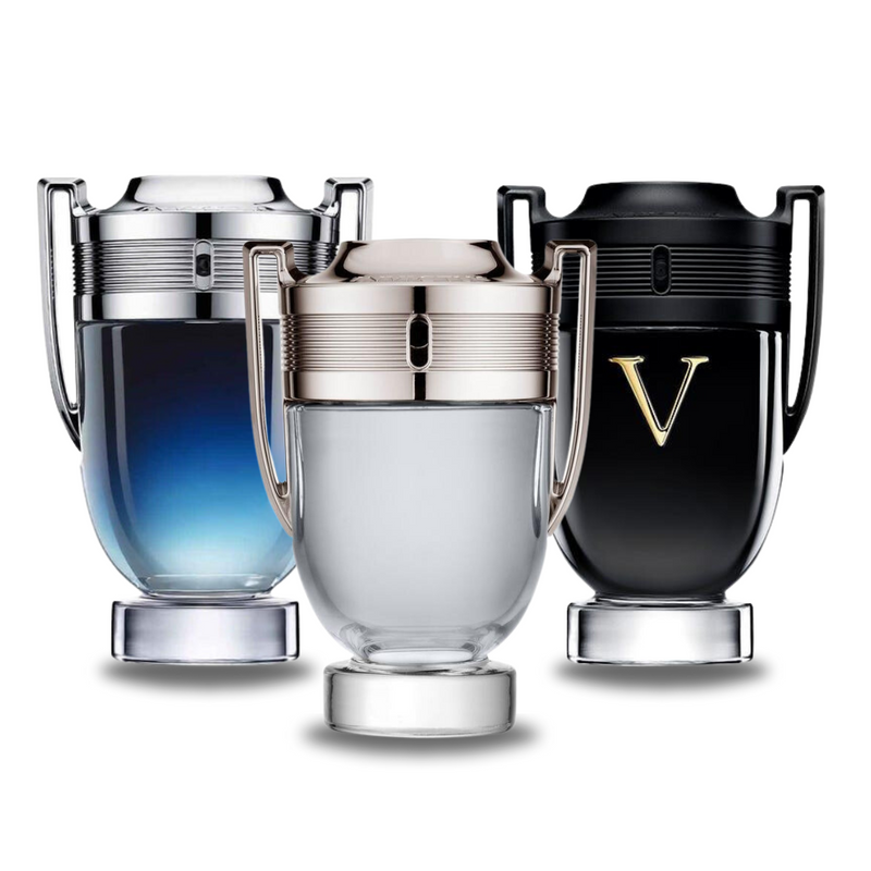 3 darabos promóciós csomag: Paco Rabanne INVICTUS LEGEND, INVICTUS és INVICTUS VICTORY 100 ml.